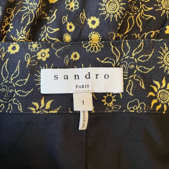 Sandro black and yellow sun mini skirt - Picture 4 of 9